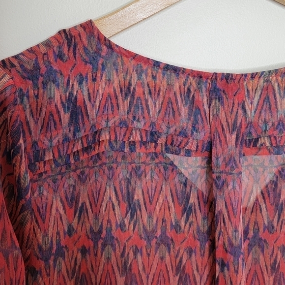 Skies Are Blue | Boho Zig Zag Print Blouse Size Medium - Picture 6 of 6
